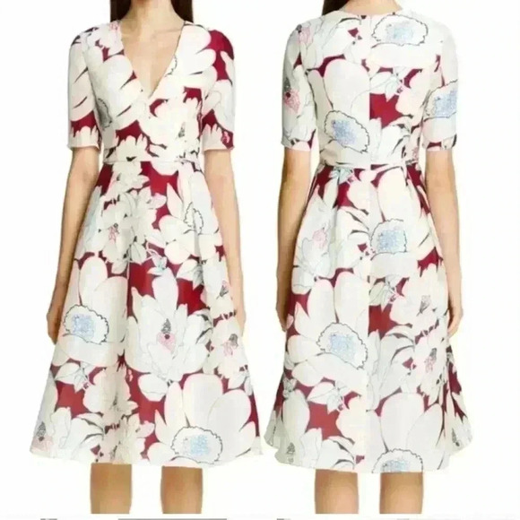 CAROLINA HERRERA Oleander Print Silk Fit & flare dress size 10 - Picture 17 of 17